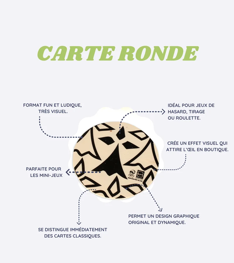 Round card: fun and visual format for gambling or drawing